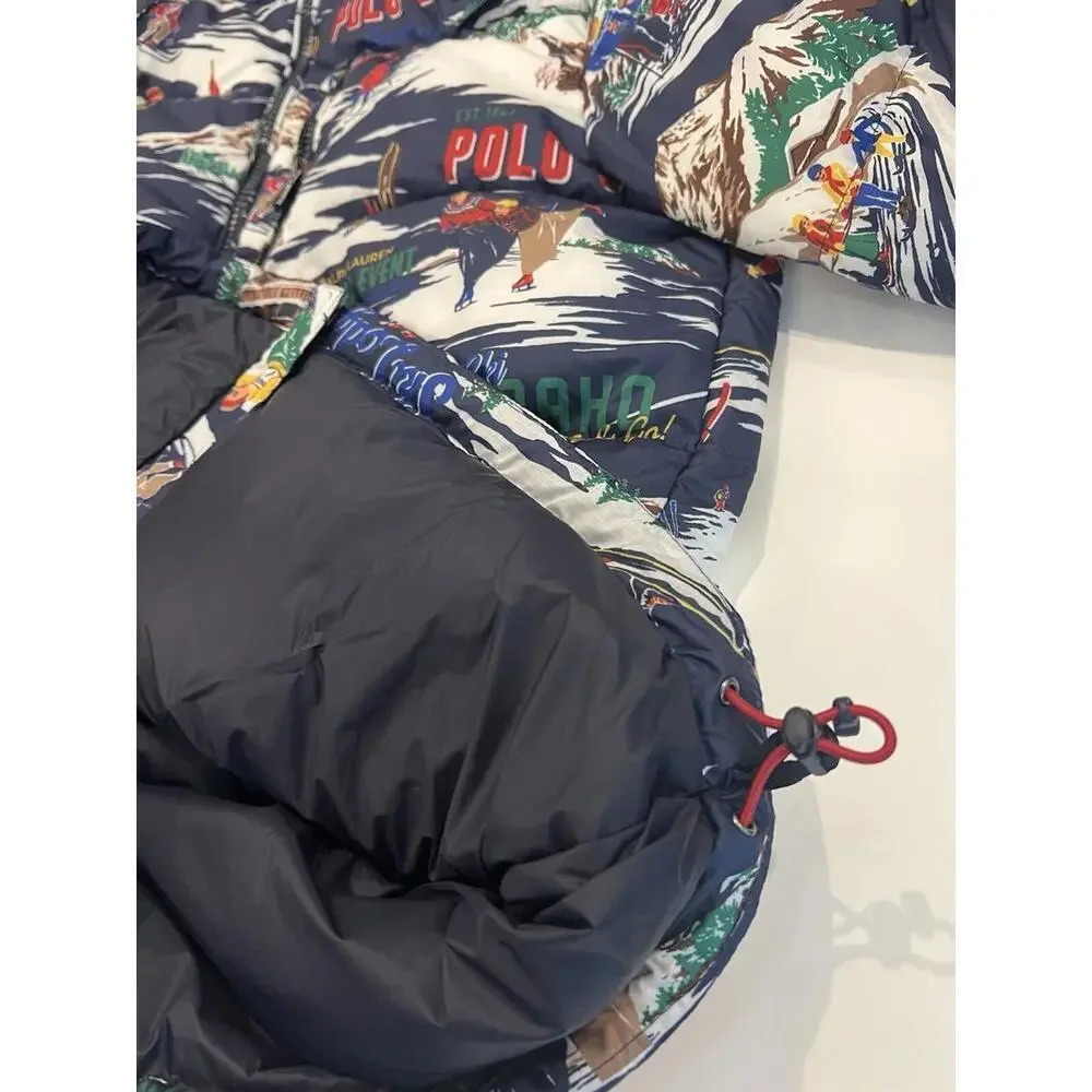 $398 Polo Ralph Lauren Water Repellent Graphic Ski Print 700 Down Jacket Coat S